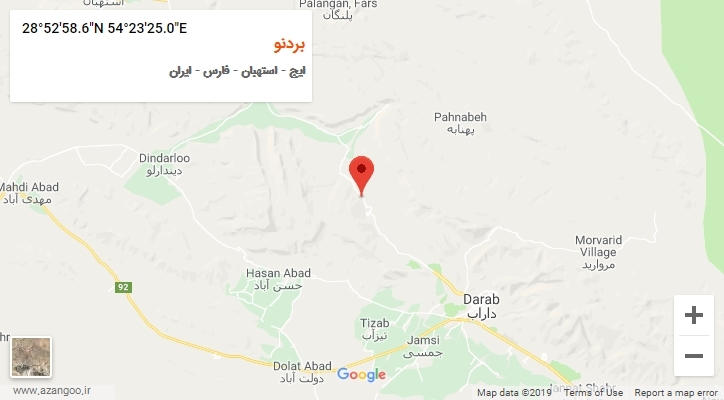 روستای بردنو بر روی نقشه