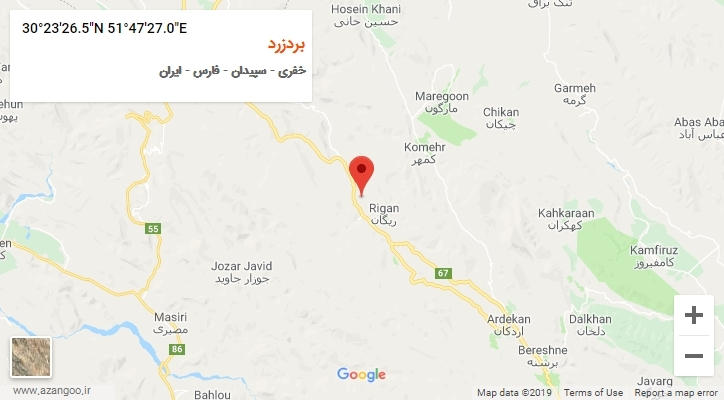 روستای بردزرد بر روی نقشه