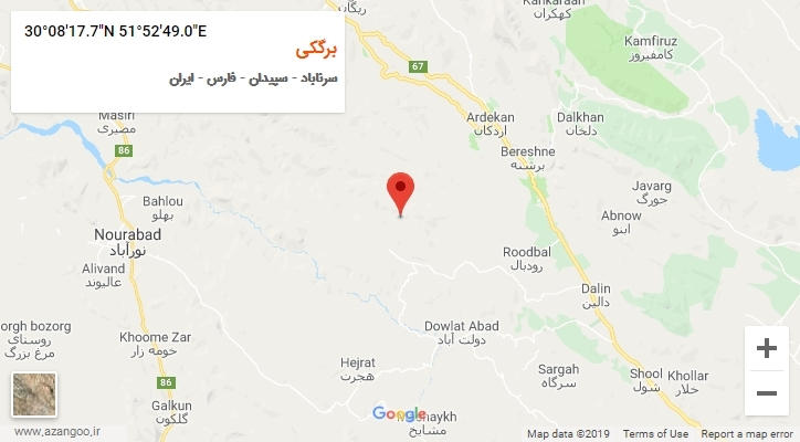 روستای برگکی بر روی نقشه