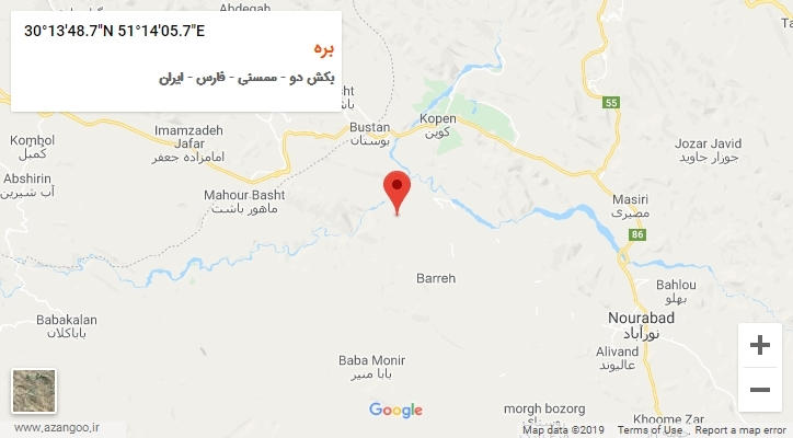 روستای بره بر روی نقشه