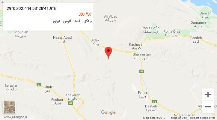 روستای بره روز بر روی نقشه