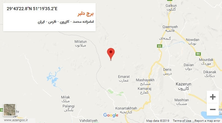 روستای برج دلبر بر روی نقشه