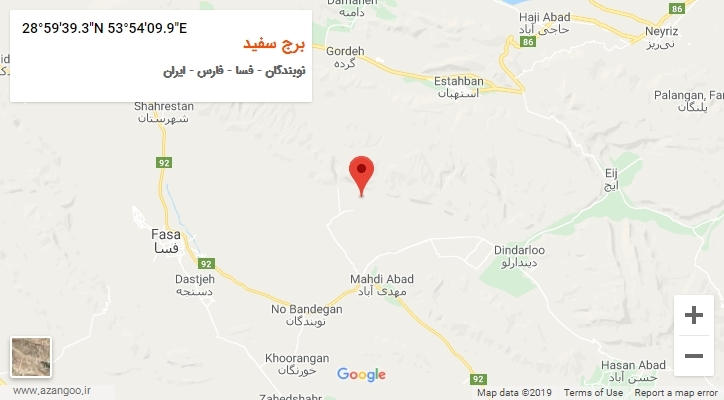 روستای برج سفید بر روی نقشه