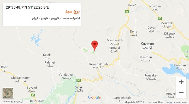 روستای برج سید بر روی نقشه