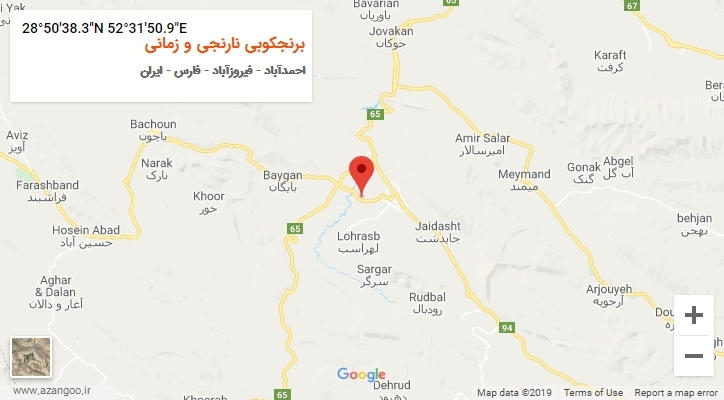 روستای برنجکوبی نارنجی و زمانی بر روی نقشه