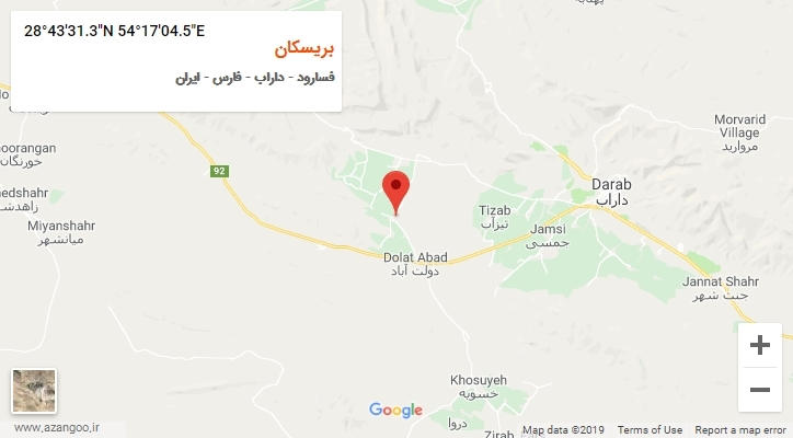 روستای بریسکان بر روی نقشه