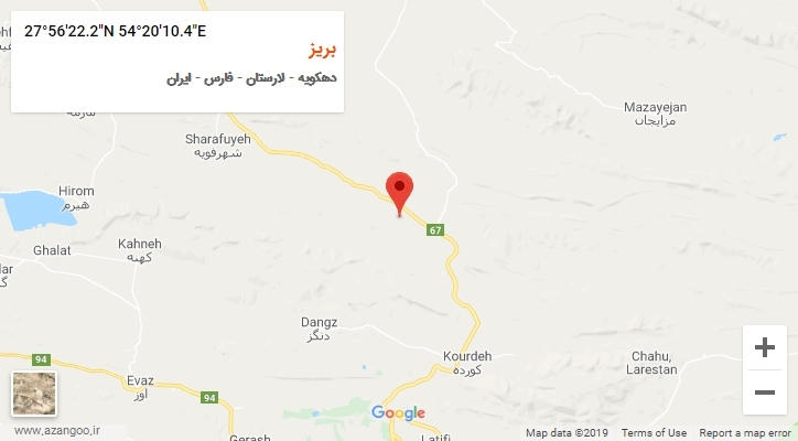 روستای بریز بر روی نقشه