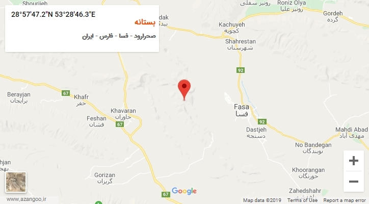 روستای بستانه بر روی نقشه
