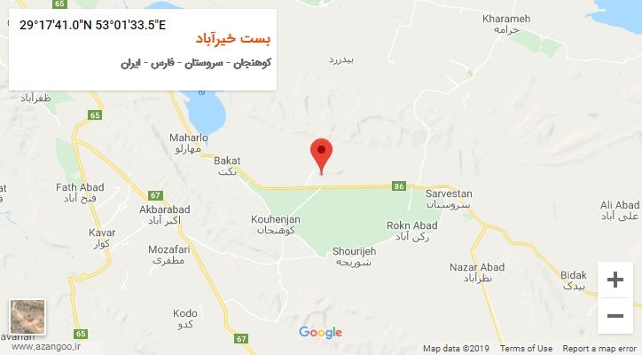 روستای بست خیرآباد بر روی نقشه