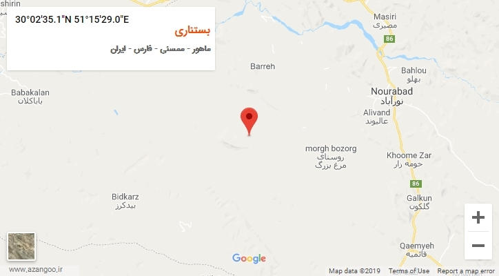 روستای بستناری بر روی نقشه