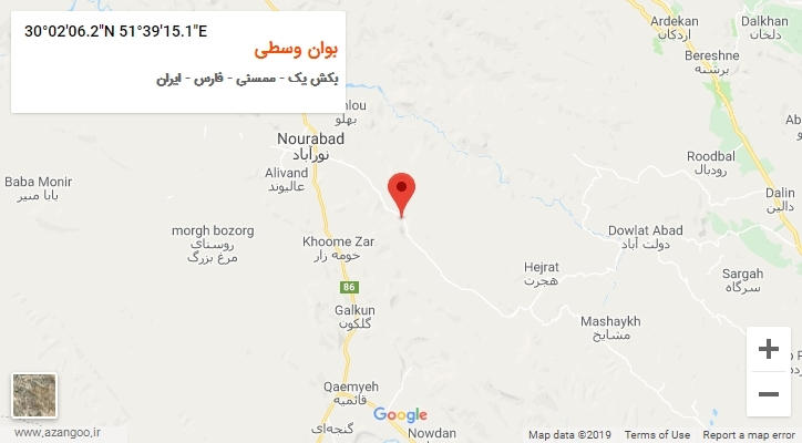 روستای بوان وسطی بر روی نقشه