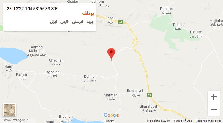 روستای بوتلف بر روی نقشه