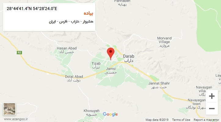 روستای بیاده بر روی نقشه