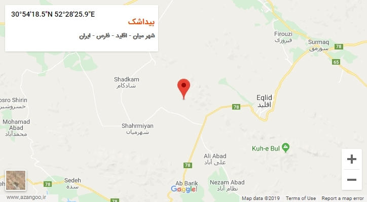 روستای بیداشک بر روی نقشه