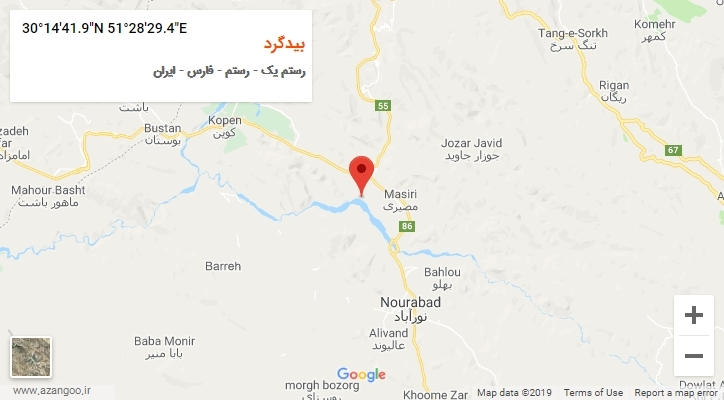 روستای بیدگرد بر روی نقشه