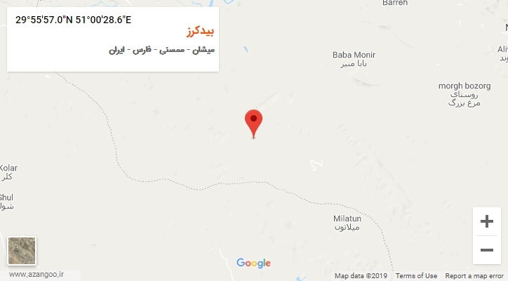 روستای بیدکرز بر روی نقشه