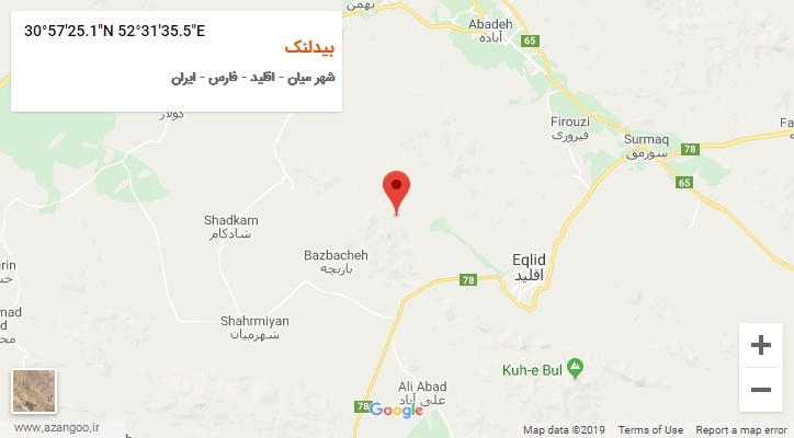 روستای بیدلنک بر روی نقشه