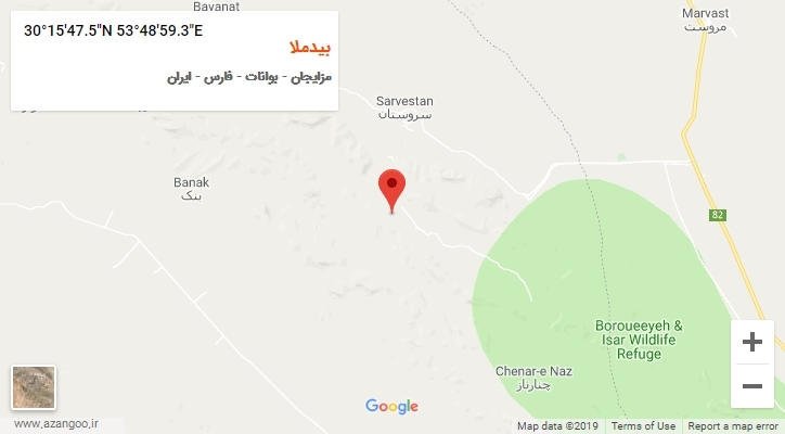 روستای بیدملا بر روی نقشه