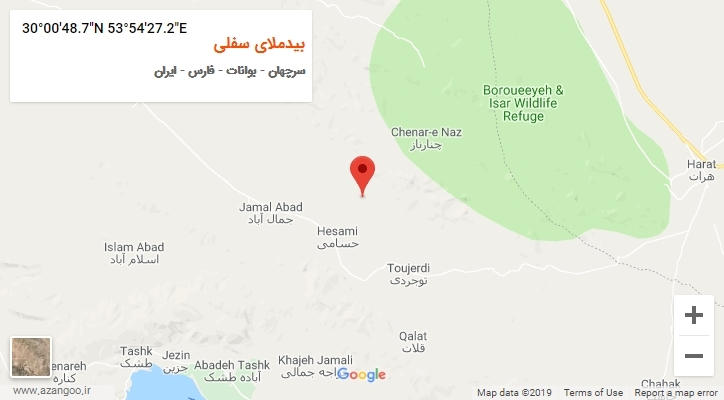 روستای بیدملای سفلی بر روی نقشه