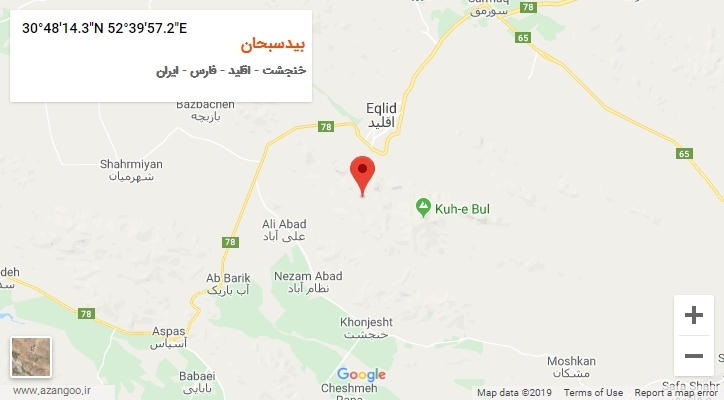 روستای بیدسبحان بر روی نقشه