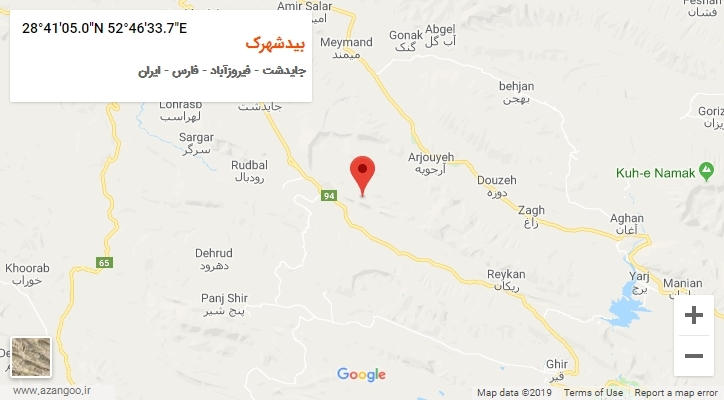 روستای بیدشهرک بر روی نقشه