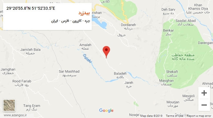 روستای بیدزرد بر روی نقشه