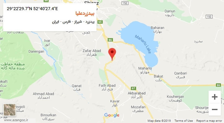 روستای بیدزردعلیا بر روی نقشه
