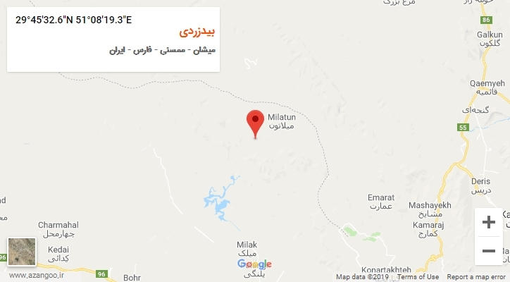 روستای بیدزردی بر روی نقشه