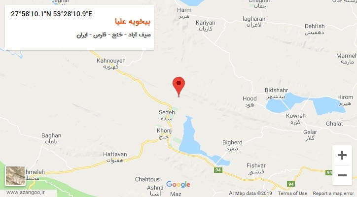 روستای بیخویه علیا بر روی نقشه