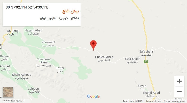 روستای بیش اغاج بر روی نقشه
