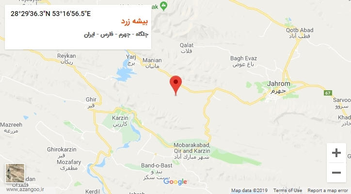 روستای بیشه زرد بر روی نقشه