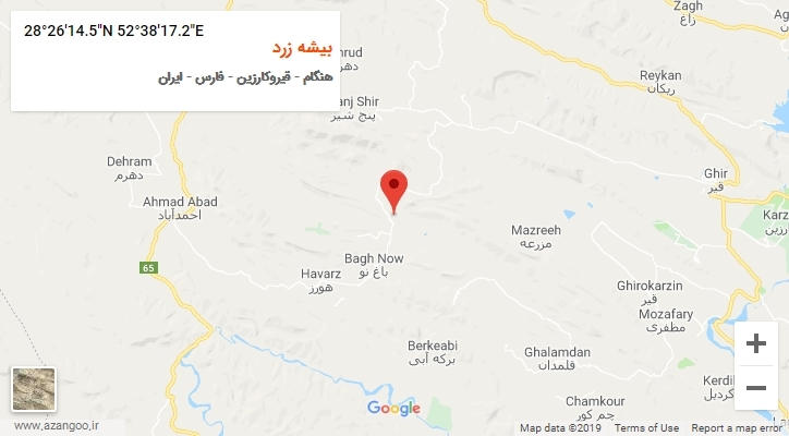 روستای بیشه زرد بر روی نقشه