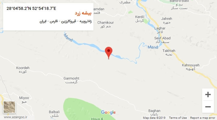 روستای بیشه زرد بر روی نقشه