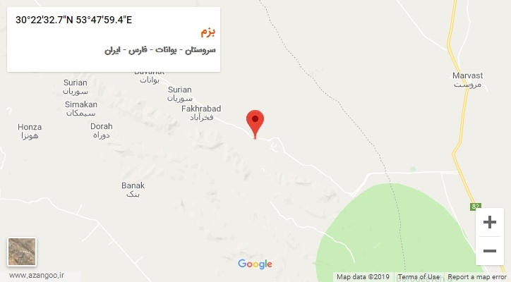 روستای بزم بر روی نقشه