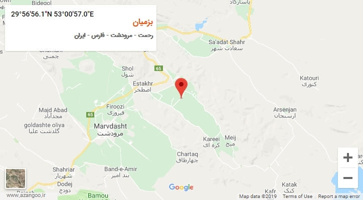 روستای بزمیان بر روی نقشه