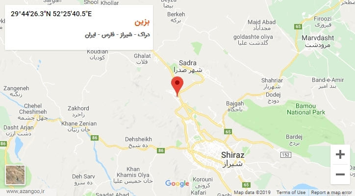 روستای بزین بر روی نقشه