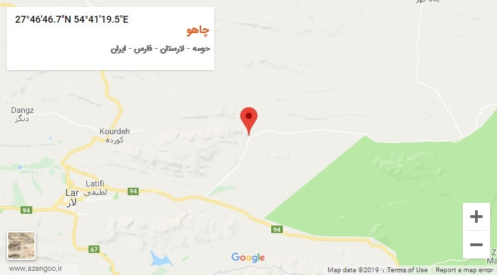 روستای چاهو بر روی نقشه
