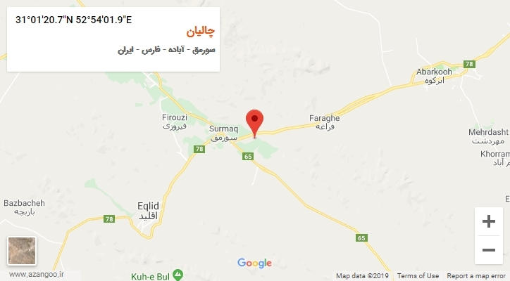 روستای چالیان بر روی نقشه