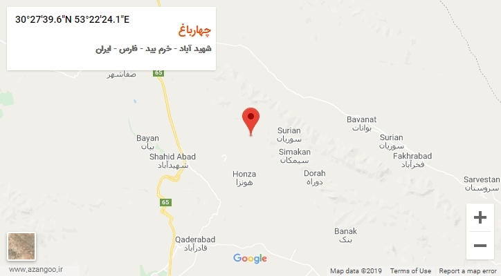روستای چهارباغ بر روی نقشه