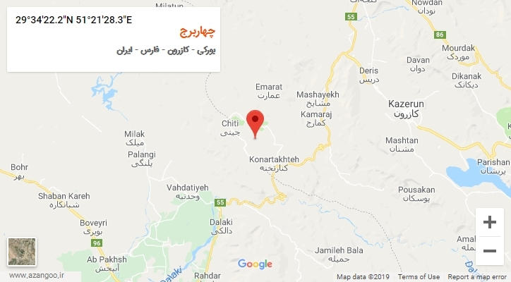 روستای چهاربرج بر روی نقشه
