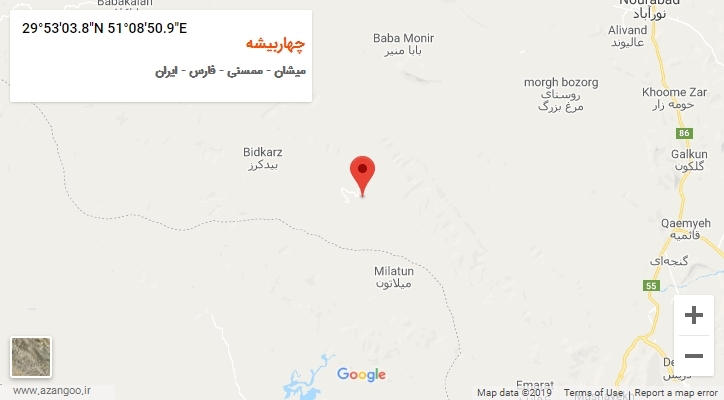 روستای چهاربیشه بر روی نقشه