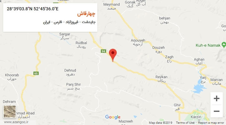 روستای چهارقاش بر روی نقشه