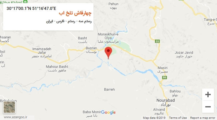 روستای چهارقاش تلخ اب بر روی نقشه