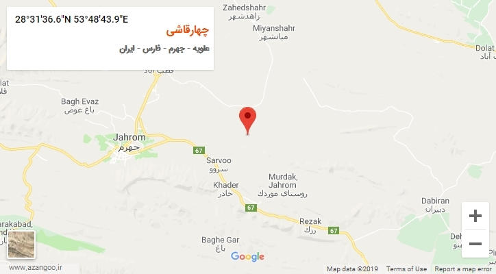 روستای چهارقاشی بر روی نقشه