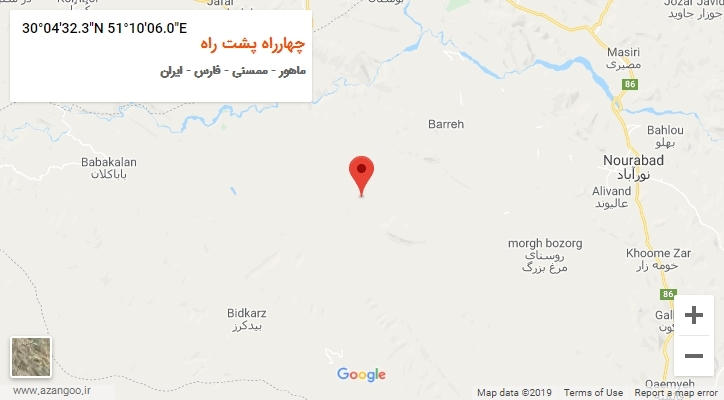 روستای چهارراه پشت راه بر روی نقشه