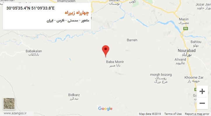 روستای چهارراه زیرراه بر روی نقشه