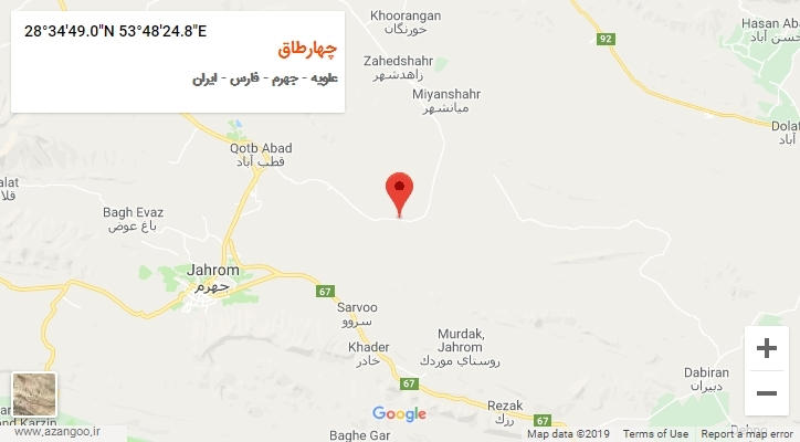 روستای چهارطاق بر روی نقشه