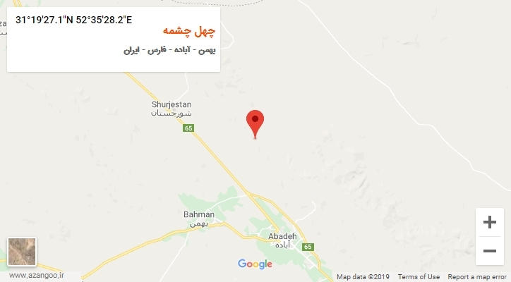 روستای چهل چشمه بر روی نقشه