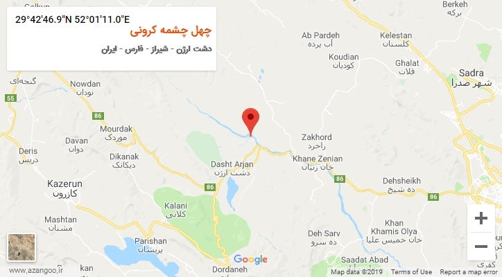 روستای چهل چشمه کرونی بر روی نقشه