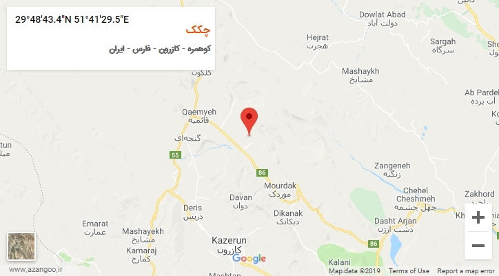 روستای چکک بر روی نقشه